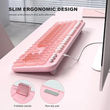 Load image into Gallery viewer, Wired Keyboard with Backlit, Light Up Computer Keyboards with Multimedia Keys, Full Size Wired Keyboard with Illuminated LED, Plug and Play, Anti-Wear Letters for Laptop, Desktop- Pink Colorful