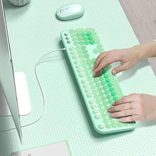 Load image into Gallery viewer, Wired Keyboard with Backlit, Light Up Computer Keyboards with Multimedia Keys, Full Size Wired Keyboard With Illuminated LED, Plug and Play, Anti-Wear Letters for Laptop, Desktop- Green Colorful