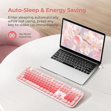 Load image into Gallery viewer, Wired Backlit Keyboard, USB Computer Keyboard with Retro Keycaps, Numeric Keypad and Media Hotkey for Office Desktop PC Laptop and Windows 7 8 10 11 (Pink Colorful)