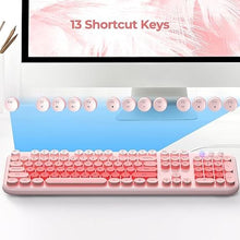 Load image into Gallery viewer, Wired Backlit Keyboard, USB Computer Keyboard with Retro Keycaps, Numeric Keypad and Media Hotkey for Office Desktop PC Laptop and Windows 7 8 10 11 (Pink Colorful)