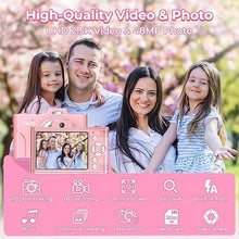 Load image into Gallery viewer, Digital Camera for Kids, 48MP 1080P FHD Camera with 64GB Card, 8X Digital Zoom Point and Shoot Digital Camera Compact Small Camera Gifts for Teens Students Children Kids Boys Girls(Pink)