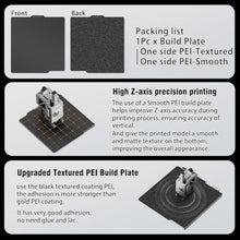Load image into Gallery viewer, SAHVAIM Double Sided Black PEI Build Plate for Bambu Lab X1/X1C/X1E/P1P/P1S/A1, Smooth PEI+Textured PEI Spring Steel Sheet Plate Flexible Platform 257x257mm for Bambu Labs 3D Printers.