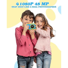 Load image into Gallery viewer, Kids Camera 3.5 inch Big Screen 1080P 48MP Front Selfie Toddler Digital Camera for Kids 10X Zoom in Toy Camera Chritmas Birthday Gift for Kids Age 3-12 (Blue)