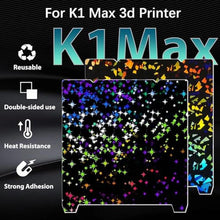 Load image into Gallery viewer, Sahvaim 310x315m K1 Max Build Plate,Upgraded H1H Build Plate Smooth Holographic Flake+Star Spring Steel Print Bed for K1 Max/Ender-3 V3 Plus 3D Printer(no Magnetic Base).