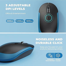 Load image into Gallery viewer, Wireless Keyboard and Mouse, Vssoplor 2.4GHz Rechargeable Compact Quiet Full-Size Keyboard and Mouse Combo with Nano USB Receiver for Windows, Laptop, PC, Notebook-Sapphire Blue