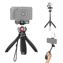 Load image into Gallery viewer, NEEWER TP38 Phone Camera Tripod, 15" Extendable Selfie Stick Metal Stand with Phone Holder, Action Camera Adapter Compatible with Hero 12 11 10 9, 360° Ball Head Travel Tripod for Vlogging