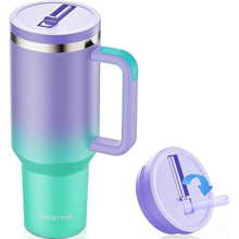 Load image into Gallery viewer, 40 oz Tumbler with Handle and Flip Straw Lid - Upgraded Insulated Traveler Tumblers with Lids Straws Vacuum Leak Proof Stainless Steel 40oz Cup Mug Gifts for Men Women Him Her (Oasis)