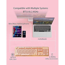 Load image into Gallery viewer, V3 Wireless Keyboard and Mouse with Single Backlit, Metal Panel, Bluetooth/2.4G Rechargeable Computer Keyboard and Mouse Combo Silent Lighted Full Size Cute Keyboards-Rose Pink