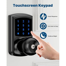 Load image into Gallery viewer, Keyless Entry Door Lock with Code, Keypad Door Lock with Handle, Touchscreen Door Knob with Keypad, Electronic for Front Door Garage Bedroom Home, Auto-Lock, Matte Black 2 Pack