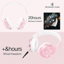 Load image into Gallery viewer, RAT TAIL V5.0 Bluetooth Headphones Over-Ear, Foldable Wireless and Wired Stereo Headset Micro SD/TF, FM for Cell Phone,PC,Soft Earmuffs &Light Weight for Prolonged Wearing (Pink)