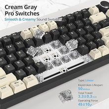Load image into Gallery viewer, 75% Wireless Creamy Mechanical Keyboard, Hot Swappable Custom Keyboard, RGB Backlit Gasket Gaming Keyboard, 2.4G/BT5.0/USB-C Mechanical Gaming Keyboard, Pre-lubed Linear Gray Cream Switches