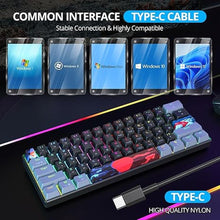 Load image into Gallery viewer, 60% Mechanical Keyboard Grey and Black, Compact 60 Percent Gaming Keyboard RGB Backlit, 61 Keys Mini Keyboard, USB Wired Office Keyboard for Windows Mac Laptop PC (61 Dark/Blue Switches)