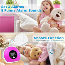 Load image into Gallery viewer, Wake-Up Light Alarm Clock - Kids Night Light Alarm Clock with Bluetooth Speaker Dimmable 4 Level Brightness Colorful Lighst Bedside Lamp Music Player for Kids, Party, Bedroom, Camping