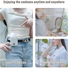 Load image into Gallery viewer, Mini Portable Handheld Clip On Rechargeable Personal Hand Fan with LED Display, High Speed Turbo Battery Operated 100 Speeds Small Fan for Travel/Outdoor/Concerts/Lash/Makeup(update White)