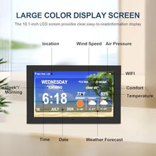 Load image into Gallery viewer, Jazeyeah Digital Calendar, 10.1 Inch WiFi Smart Electronic Digital Desk Office Calendar with Clock Reminder Settings, Alarm Clock for seniors