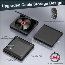 Load image into Gallery viewer, Cd Player for Car - External Car CD Player with Steering Wheel Remote, Plug & Play USB/AUX Connection, Portable CD Player for Cars, Anti-Shock Noise Reduction, Hidden Cable Storage