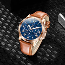 Load image into Gallery viewer, Taxau Brown Leather Men s Watches Lager Dial Classic Chronograph Watches for Men Blue Face Casual Mens Dress Watch Quartz Analog Vintage Arabic Numerals Men Watch Waterproof Luminous Business