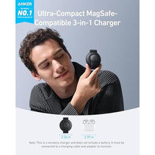 Load image into Gallery viewer, Anker MagSafe Compatible MagGo UFO 3-in-1 Charger, iPhone 16 Wireless Charging Station, 15W Qi2 Certified, Foldable Travel Charging Pad, for iPhone 16/15/14, AirPods, Apple Watch (Not a Power Bank)