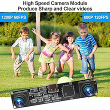 Load image into Gallery viewer, MMlove USB Stereo Camera Module 1200P 60FPS Global Shutter Synchronous Dual Lens 600P 120FPS High Speed 3D Webcam 94° Viewing Angle Lightburn Camera for VR Face Recognition,PC/Laptop/Raspberry Pi