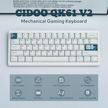 Load image into Gallery viewer, CIDOO QK61 V2 VIA Programmable 60% Compact Keyboard, USB-C/BT5.0/2.4Ghz Wireless, Hot Swappable Custom Mechanical Keyboard with Gasket Mounted, PC Plate, 3000mAh Battery for Win/Mac (White)