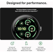 Load image into Gallery viewer, Google Pixel Watch 3 (41mm) Latest Model - Android Smartwatch, Heart Rate Tracking, Fitbit Advanced Running, Fitness Insights, 24-Hour Battery - Champagne Gold Aluminum Case - Hazel Band - Wi-Fi