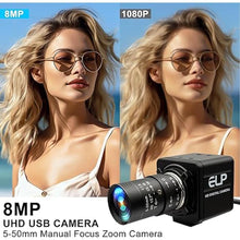 Load image into Gallery viewer, MMlove 8MP USB Camera High Speed 30fps 5-50mm 10X Optical Zoom Lens 2448P USB Webcam Manual Close up Zoom in and Out Golf Swing Camera for Industrial Machine Vision Support PC Raspberry Pi