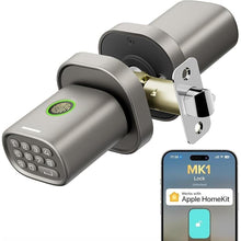 Load image into Gallery viewer, HomeKit Lock Over ???????????? Smart Fingerprint Lock with Keypad Door Knob, HomeKit Hub ????????????????, ?????? ???????? for Interior Door, Bedroom, Office, MK1 Titanium