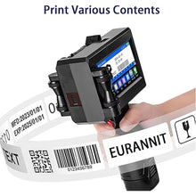 Load image into Gallery viewer, Handheld Inkjet Printer 0.5 in, E15 Portable Handheld Printer Gun with ER520 Fast-Drying Ink, 0.5 Inch Nozzle for Text Barcode Date Logo Print on Carton Cloth Wood Plastic Metal Glass
