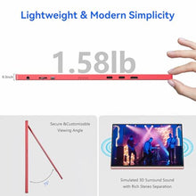 Load image into Gallery viewer, Veout 16Inch Pink Portable Monitor for Laptop, 1920x1200P IPS 16:10 Computer External Screen, 100% sRGB Stand Support Freesync, for Girl Phone, PC Home Use