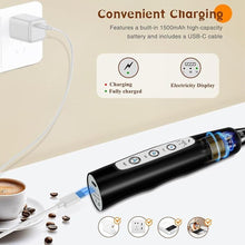 Load image into Gallery viewer, Milk Frother Handheld Rechargeable, Frother Wand Drink Mixer Electric Whisk for Coffee, Detachable With 3 Stainless Whisks, Hand Mixer for Lattes, Cappuccino, Matcha, Egg, No Stand, Black