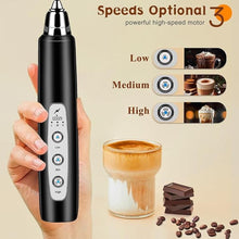 Load image into Gallery viewer, Milk Frother Handheld Rechargeable, Frother Wand Drink Mixer Electric Whisk for Coffee, Detachable With 3 Stainless Whisks, Hand Mixer for Lattes, Cappuccino, Matcha, Egg, No Stand, Black
