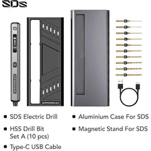 Load image into Gallery viewer, AM ARROWMAX Mini Drill Pen, 5-Speed, LED Lights, OLED Display, Resin Drill Set With 10 Small Bits, Aluminium Box, For Jewelry Making, Wood, Plastic (SDS)