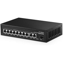 Load image into Gallery viewer, Binardat 11 Port POE Switch, 8 POE+ Ports 10/100Mbps, 2 Gigabit Uplink, 1 Gigabit SFP, IEEE802.3af/at, 135W Power Supply, Metal Case Unmanaged Plug and Play