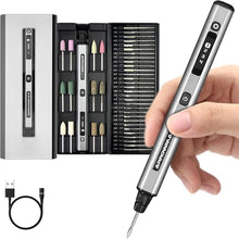 Load image into Gallery viewer, AM ARROWMAX Mini Electric Engraving Pen, HollowCup Motor, 42 Bits with Aluminum Case, OLED, Magnetic Charge, Mini Cordless Rotary Tool, Engraving Pen for Bead, Metal, Wood, Glass and Plastic (SGS)