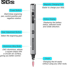 Load image into Gallery viewer, AM ARROWMAX Mini Electric Engraving Pen, HollowCup Motor, 42 Bits with Aluminum Case, OLED, Magnetic Charge, Mini Cordless Rotary Tool, Engraving Pen for Bead, Metal, Wood, Glass and Plastic (SGS)