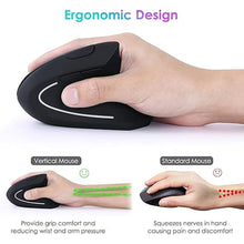 Load image into Gallery viewer, Full-Size Ergonomic Keyboard and Mouse, 2.4GHz Wireless Keyboard and vertical Mouse with Tablet Phone Holder, Wrist Rest for Computer Mac PC Laptop Chromebook, Black