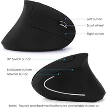 Load image into Gallery viewer, Full-Size Ergonomic Keyboard and Mouse, 2.4GHz Wireless Keyboard and vertical Mouse with Tablet Phone Holder, Wrist Rest for Computer Mac PC Laptop Chromebook, Black