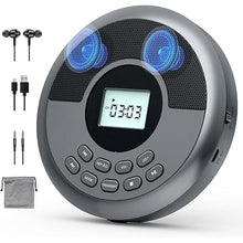 Load image into Gallery viewer, Portable CD Player with Speakers and Headphones:Rechargeable CD Walkman Anti-Skip Protection-CD/MP3/USB/BT Play-Bluetooth Transmit/AUX Car Connection-Personal/Seniors/Travel/Music/Audiobook