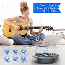 Load image into Gallery viewer, Portable CD Player with Speakers and Headphones:Rechargeable CD Walkman Anti-Skip Protection-CD/MP3/USB/BT Play-Bluetooth Transmit/AUX Car Connection-Personal/Seniors/Travel/Music/Audiobook