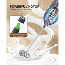 Load image into Gallery viewer, CIRCLE JOY Milk Frother Hanheld with Stand, Electric Coffee Frother, Battery Operated Hand Frother Wand Drink Mixer Mini Foamer for Matcha Lattes Cappuccino, Kitchen Gifts, Black