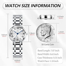Load image into Gallery viewer, Taxau Silver Watches for Women Stainless Steel Watch Ladies Dress Watch for Small Wrist Analog Quartz Women Waterproof Watch Elegant Women s Wristwatch Female Watch with Date Number Minimalist