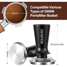 Load image into Gallery viewer, 58mm Espresso Tamper - Spring-Loaded Coffee Tamper with Flat Stainless Steel Base, Compatible with Breville 58mm Portafilter Basket, Professional Barista Accessories, Black