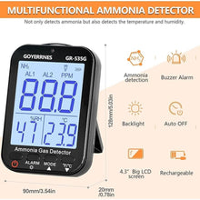 Load image into Gallery viewer, Ammonia Gas Meter Detector, NH3 Gas Monitor Sensor with Range 0-100 ppm, Portable Air Quality Detector Meter for Farm, Poultry, Pig & Livestock (Rechargeable)