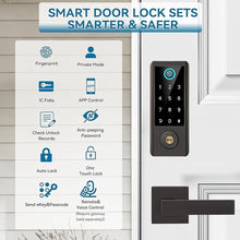 Load image into Gallery viewer, BEBASIA Smart Fingerprint Door Lock with Handle Set, Full App Control, Electronic Digital Touchscreen Keypad, Deadbolt Smart Locks for Front Door, Auto Lock, Aged Bronze