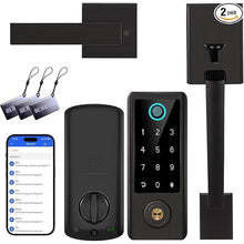 Load image into Gallery viewer, Fingerprint Door Lock with Handle Sets, BEBASIA Keyless Entry Door Lock, Bluetooth Front Door Lock Set, Smart Deadbolt, Electronic Keypad Digital Lock with Handle, Aged Bronze