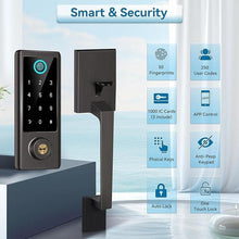 Load image into Gallery viewer, Fingerprint Door Lock with Handle Sets, BEBASIA Keyless Entry Door Lock, Bluetooth Front Door Lock Set, Smart Deadbolt, Electronic Keypad Digital Lock with Handle, Aged Bronze