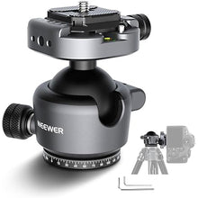 Load image into Gallery viewer, NEEWER GM41 Low Profile Tripod Ball Head, 40mm Metal Panoramic Camera Mount Adapter with 1/4" Arca Type QR Plate Compatible with Peak Design Capture Camera Clip, 360° Swivel & 90° Tilt, Max Load 22lb