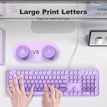 Load image into Gallery viewer, Large Print Keyboard, USB Wired Computer Keyboard, Full Size Keyboard with Number Pad for PC Laptop Desktop Windows 7 8 10 11 (Purple Colorful)