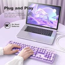 Load image into Gallery viewer, Large Print Keyboard, USB Wired Computer Keyboard, Full Size Keyboard with Number Pad for PC Laptop Desktop Windows 7 8 10 11 (Purple Colorful)