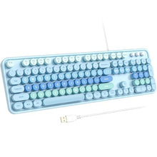 Load image into Gallery viewer, Atelus Large Print Keyboard, USB Wired Computer Keyboard with Retro Keycaps, Numeric Keypad and Media Hotkey for Office Desktop PC Laptop and Windows 7 8 10 11 (Blue Colorful)